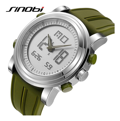 Sinobi Led Cuarzo Impermeable Luminosos Hombres Relojes Color De La Correa Verde