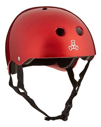 Casco Brillante Triple 8 Brainsaver Con Forro Estandar Roj