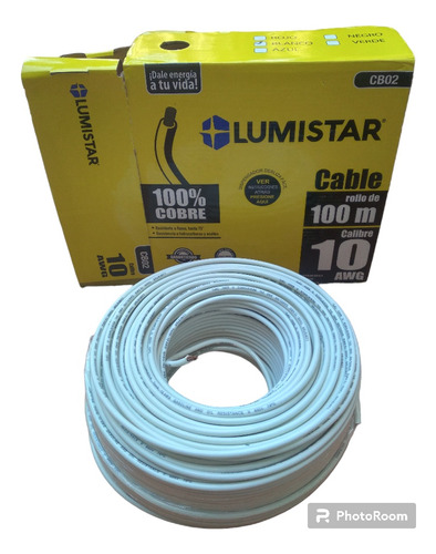 Cable Thw #10x100 Mt 100% Cobre Blanco