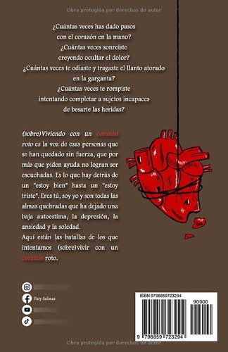 Viviendo con un corazón roto libro duelo y sanación de Faty Salinas Editorial Suspiros en verso Tapa Blanda