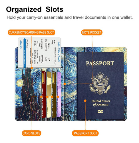 Soporte Para Pasaporte Fintie Viaje Delgada Noche Estrellada