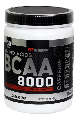 Amino Acid Bcaa 8000 Cafeina 420gr 30 Serv Nt Nutrition Sabor Uva
