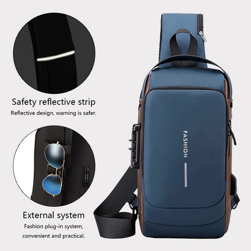 Bolsa Deportiva Antirrobo Con Carga Usb Con Cierre De Contra