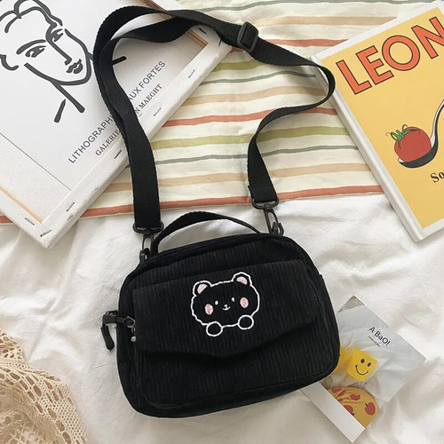 Bolso De Pana, Bolsos De Lona, Bandolera Con Bordado De Osos