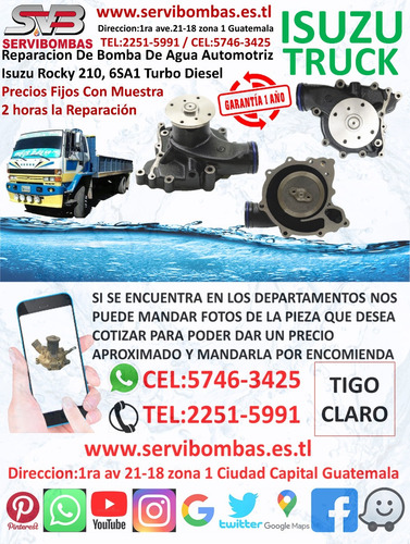 Bombas De Agua Automotrices Isuzu Npr 4bd1,4bd2 3.9 Turbo