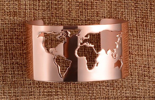 Imagen 4 de 4 de Viajeros Mapa Del Mundo Brazalete De Acero Inoxidable M3024