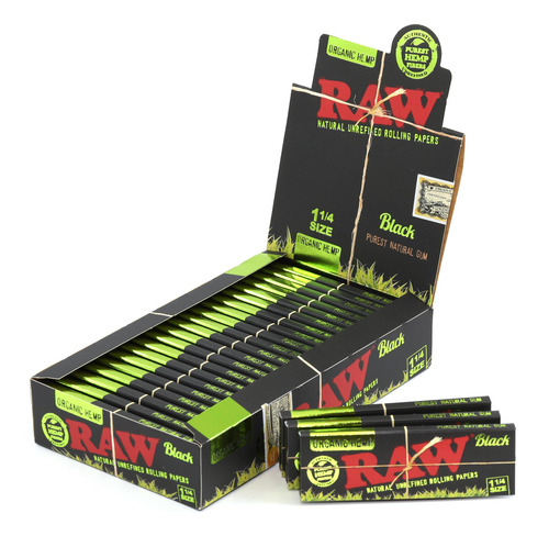 Papel De Liar Crudo Negro Orgánico De 1 1/4 (78 Mm) 1200 Pap