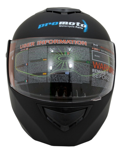 Imagen 10 de 10 de Casco Abatible Para Moto Negro Mate Doble Mica Promoto Md903