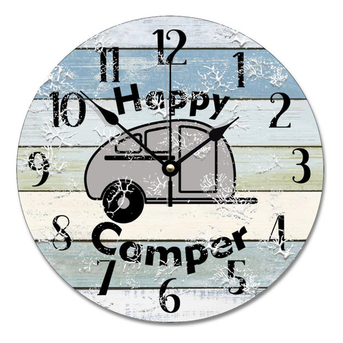 Aroggeld Happy Camper - Reloj De Pared De Madera Para Campam