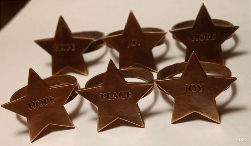 Imagen 2 de 5 de 6x Anillos Servilleteros Estrellas Cobre Premium