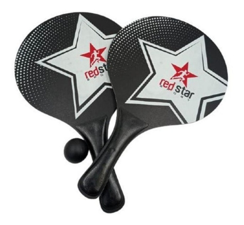 Kit 2 Raquetes + 1 Bola Frescobol Tênis De Praia - Redstar