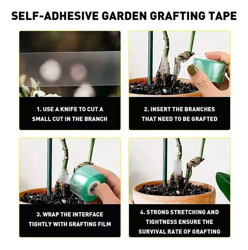 12pzs Cinta De Injerto Transparente Para Plantas,3cm*100m