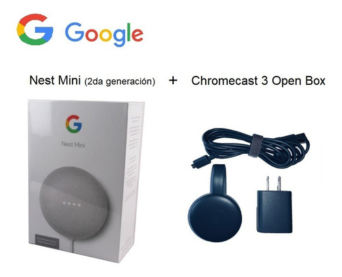 Google Nest Mini 2da Mas Google Chromecast 3 Kit Entrega Ya