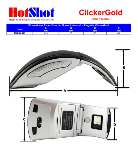Mouse Portátil Color Oro, Mxcgl-002, 2 Pzas. Inalámbrico Ple
