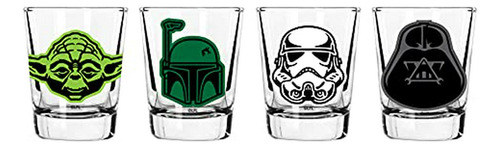 Set De Vasos Star Wars - 2 Oz. - 4 Personajes: Darth Vader, 