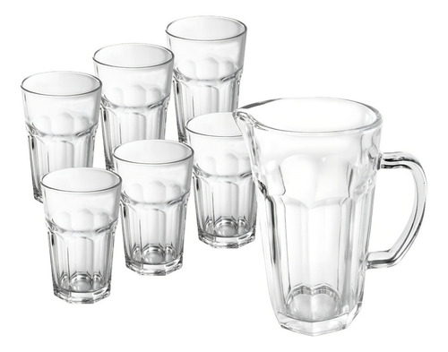 Conjunto Jogo Jarra E Copos Para Refresco Água 7 Peças Vidro