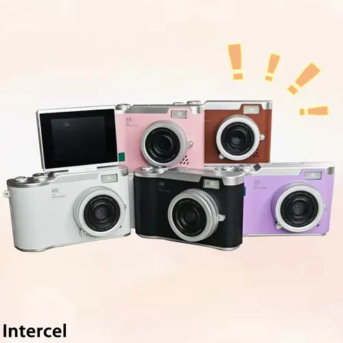 Câmera Digital Ccd 48mp Com Tela Flip 4k 8x Zoom Intercel Branco