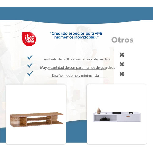 Mueble Tv Flotante Ideal Para Organizar Tus Electrónicos Color Maple
