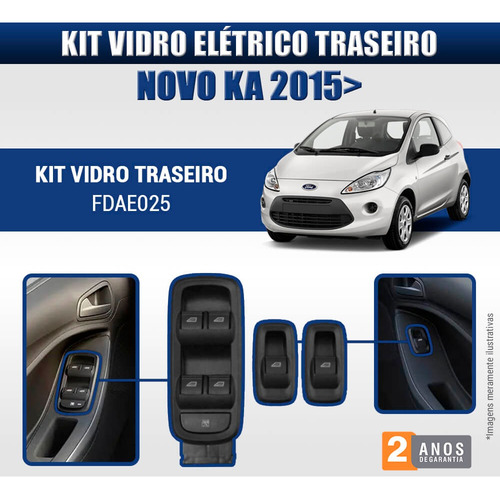 Vidro Elétrico Novo Ka 2015 Em Diante 4p Traseiro Tragial