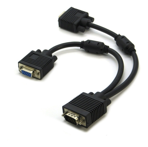 Imagen 3 de 3 de Cable Reforzado Divisor De 15 Pines Vga Macho A 2 Vga Hembra