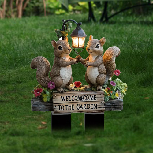 2d Plano Dos Ardillas Bienvenido A De Jardín Decoración De
