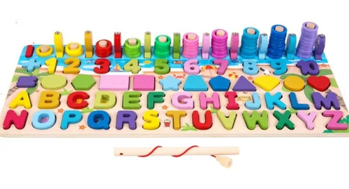 Imagen 2 de 5 de Juego Educativo Abaco Letras Numeros Figuras En Madera Niños