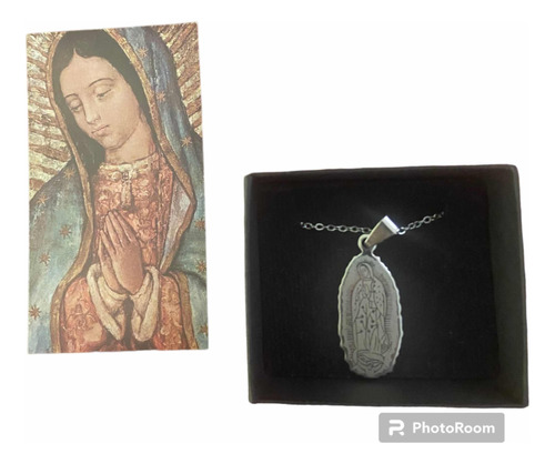 Virgen Guadalupe Silueta Dorada.3cm.acero Quirúrgico+cadena