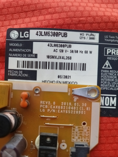 Tarjeta Fuente Lg 43lm6300pub (Usado)