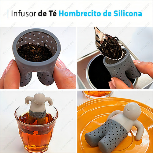 Infusor De Te En Hebra Filtro Colador Hombrecito De Silicona
