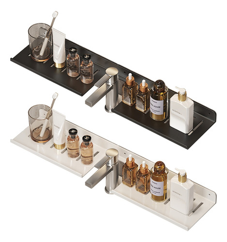 Set De 2 Organizador De Baño Estante Esquinero Muebles 60cm