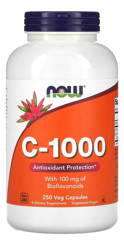 Now Foods Vitamina C 1000mg Importada 250 Cápsulas Vegan 