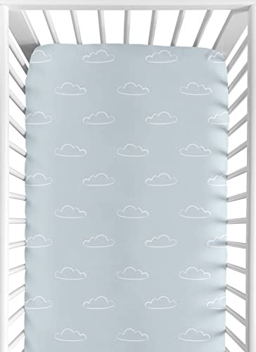 Sweet Jojo Designs Blue Clouds - Sábana Bajera Ajustable Par