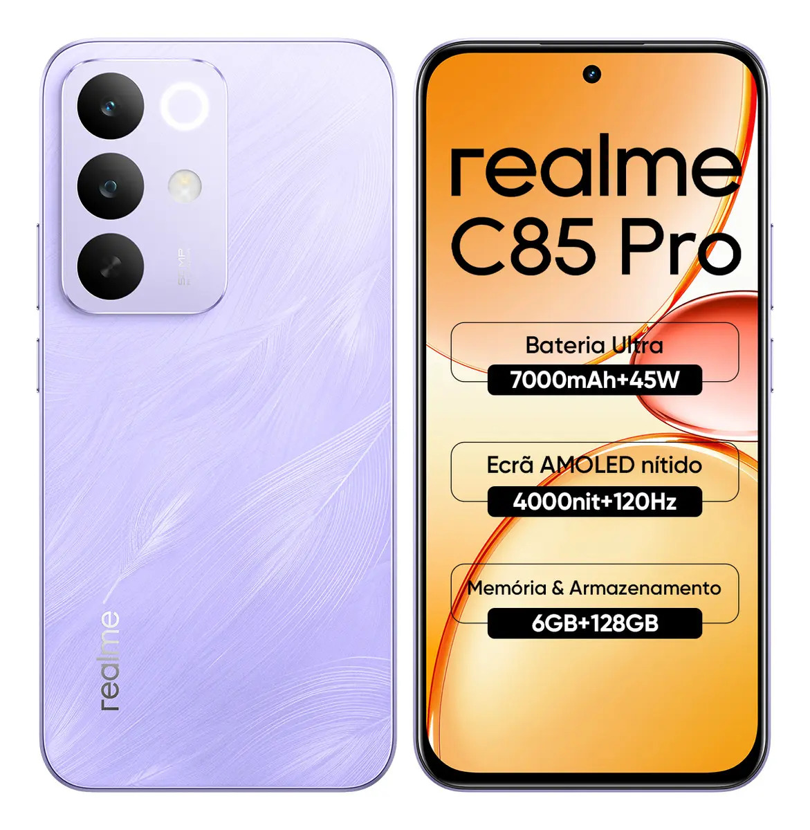 Celular Smartphone Realme C85 Pro 128gb 6gb Ram Dual Sim Bateria 7000mah IP69 Pro Resistência à água Violeta