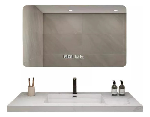 Banna Espejo Led Para Baño 50x70cm Touch 3 Modo Con Función Antiva, Espejo De Luz Ajustable, Antivaho,visualización De La Hora Y La Temperatura, A Prueba De Explosiones, Instalación Sencilla