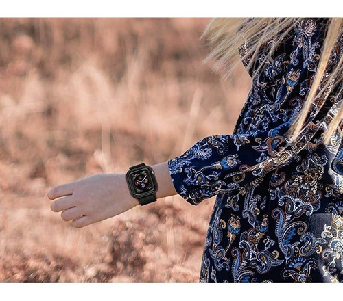 Malla + Carcaza Para Apple Watch 44mm Jwacct Black
