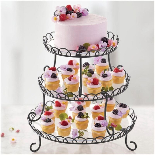 Imagen 5 de 7 de Posa Torta Exhibidor Bandeja Soporte Dulce Salado Wilton
