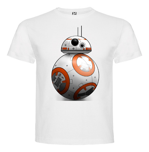 Polera Blanca Algodón 100% Niños Star Wars Bb8