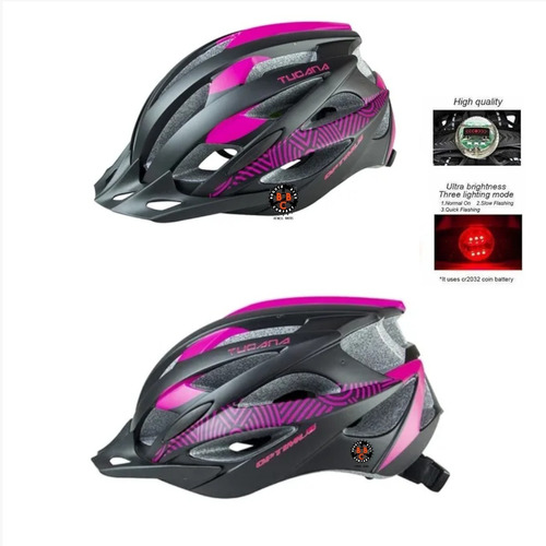 Casco Optimus Tucana Luz Integrada Graduable Bicicleta Viser