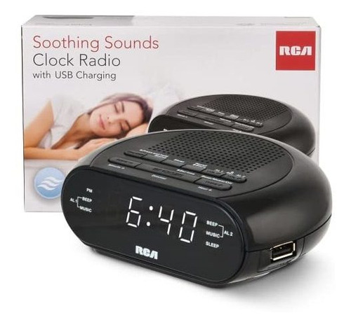 Radio Despertador Dual Rca Sonidos Relajantes Usb