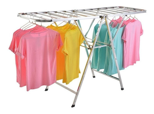 Imagen 3 de 8 de Tendedero De Ropa Plegable De Piso En Acero Inoxidable 100%