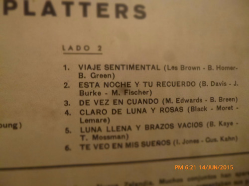 Vinilo Lp De Platters Moonlight Memories (u536