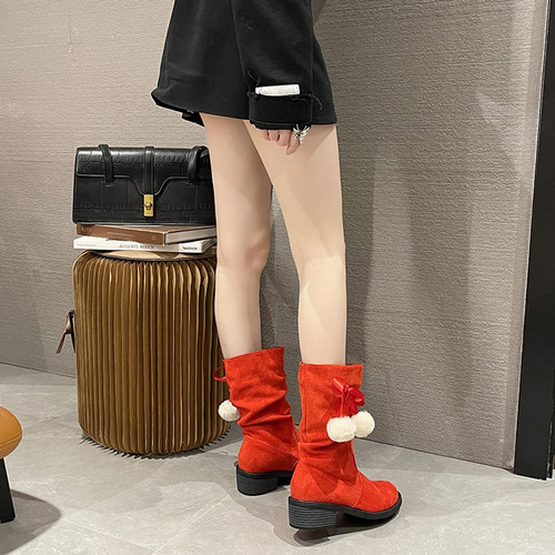 E Botas De Invierno Para Mujer, Zapatos De Tacón Bajo, Cómod