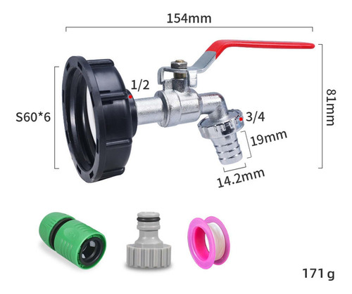 2 Adaptador De Tanque De Mano Ibc, Grifo De Válvula De De