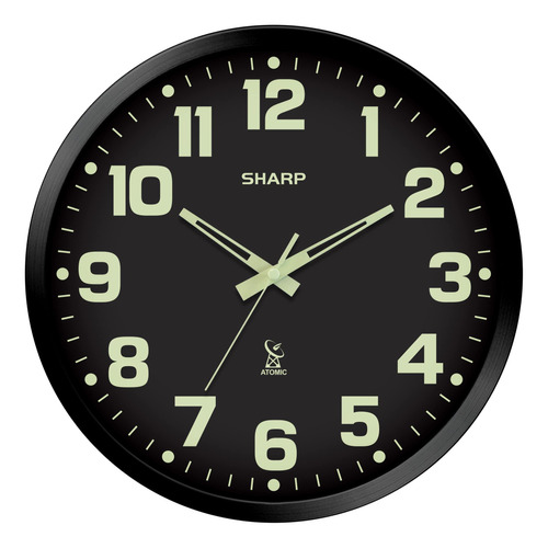 Sharp Reloj De Pared Analógico Atómico Que Brilla En La Oscu