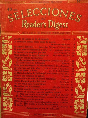 Revista Selecciones Del Readers Digest N° 25 - Dic.1942