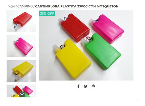 Cantimplora Plastica 350cc Con Mosqueton
