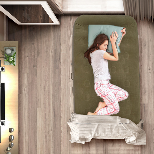 Colchon Inflable Individual Cama De Aire Portatil Camping Color Gris