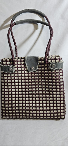 Bolsa Bolsa De Mano Tote Bag Bolsa Artesanal Tote Bag Color Marrón Y Blanco