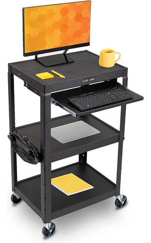 Line Leader Av Cart On Wheels | Height Adjustable Top Shelf