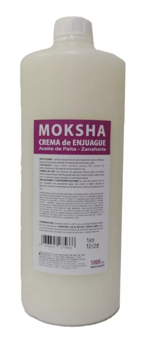 Crema De Enjuague Con Aceite De Palta-zanahoria Moksha X 1 L